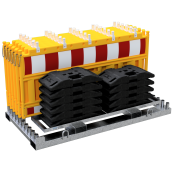 SET | with 10 panel fences | and 11 base plates | on storage and transport traverse | with lamp adapter | with red/white foil, type RA2/B | type of barrier NOX yellow